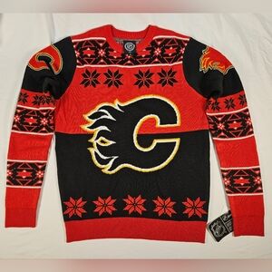 Calgary Flames Ugly Christmas Sweater Official NHL Men Holiday Hockey Medium NWT